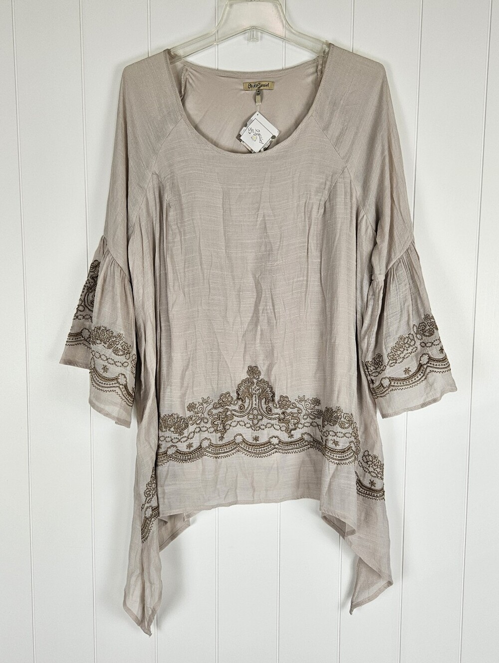 Oh Gussie Tunic Gauze Handkerchief  Boho Cottagecore Peasant Womens XL Flowy